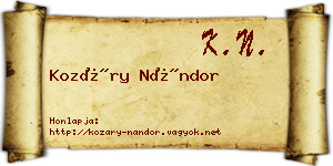 Kozáry Nándor névjegykártya