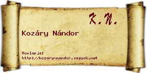 Kozáry Nándor névjegykártya